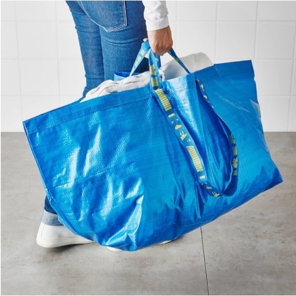 IKEA FRAKTA Ten (10) Large Blue Reusable Shopping Bags Laundry Tote Eco Friendly - Picture 6 of 13